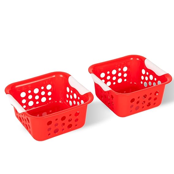Nayasa Spotty Multipurpose Square Basket Set of 2 Small | Multipurpose Basket for Home