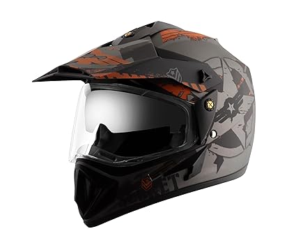 Vega Off Road Secret ISI Certified Matt Finish Full Face Dual Visor Helmet