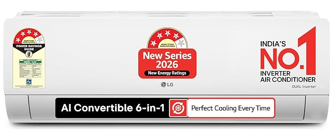 LG 1 Ton 4 Star DUAL Inverter Split AC (Copper, AI Convertible 6-in-1 with VIRAAT Mode, Faster Cooling & Energy Saving, 4 Way Swing, HD Filter with AntiVirus Protection, AS-Q13JNYE, White)