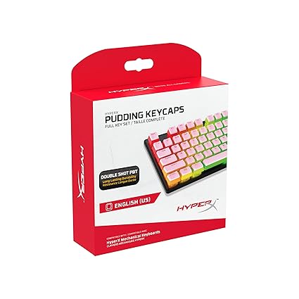 HyperX Pudding Keycaps - Full Key Set - PBT Pink (644H7AA#ABA)