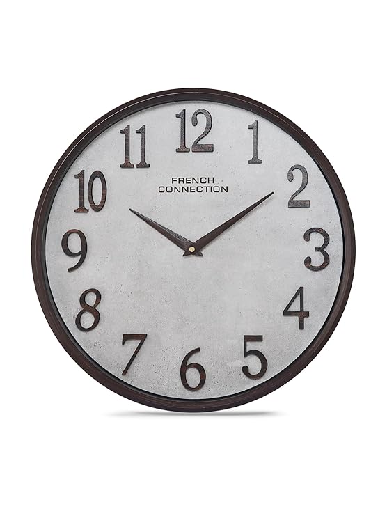 French Connection Luxury Wall Clock with Light Grey Luxury Design - Size: 12 Inches - FCWC12-A