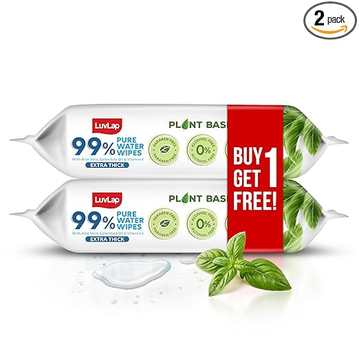 LuvLap Plant Based Wipes for Delicate Skin