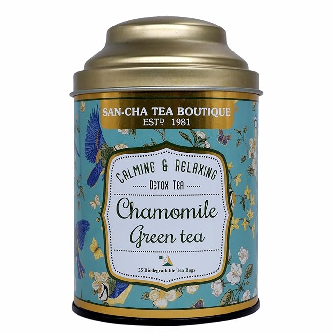 Sancha Tea Boutique, Chamomile Green Tea, Stress Relief & Calming Herbal Tisane