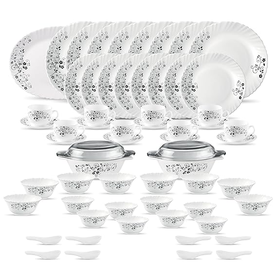 La Opala Diva Classique Collection Opal Glass Crockery | for Family of 8