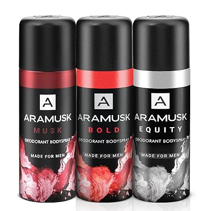 Aramusk Deo for Men - MUSK, BOLD & EQUITY assorted | Long Lasting Masculine Fragrance | Everyday Bodyspray |150mL Pack of 3