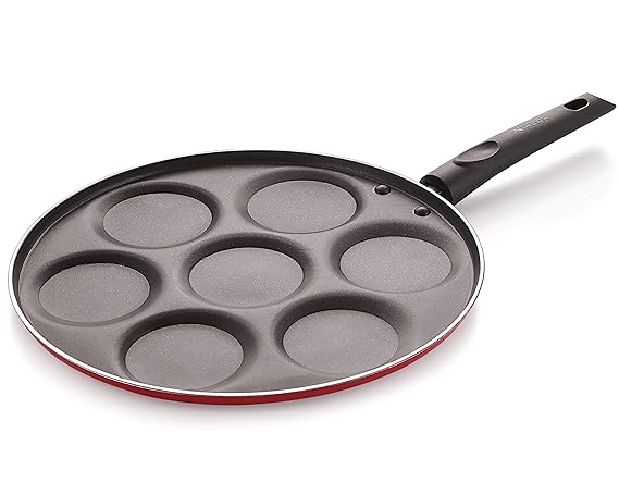 NIRLON Non Stick Aluminium 7 Cavity Appam/Uttapam/Pan Cake Maker with Handle
