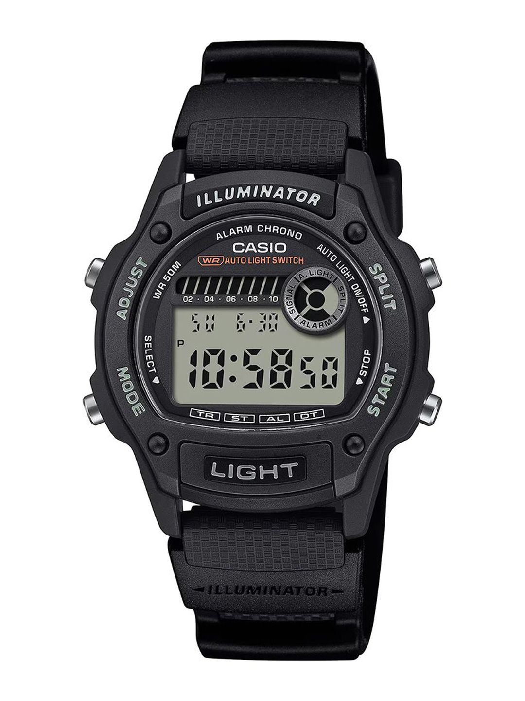 Casio Men Resin W-220H-1AVDF Black Digital dial Bio-based Resin Band Watch D407