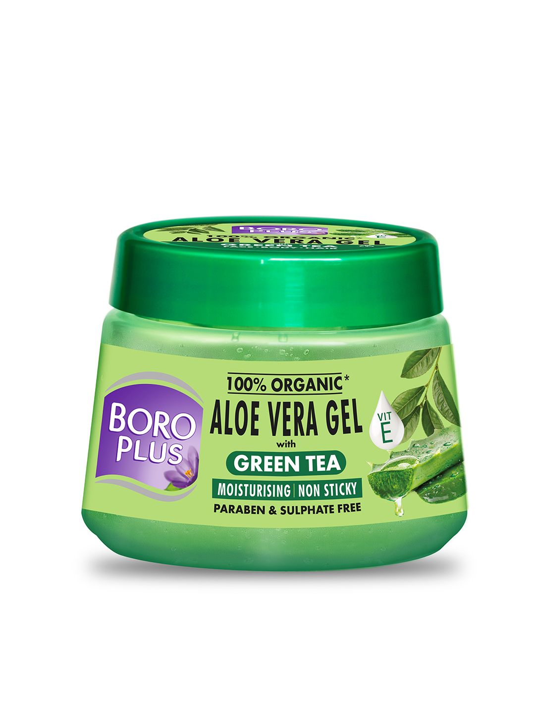 100% Organic Non Sticky Aloe Vera Gel with Green Tea - 200 ml