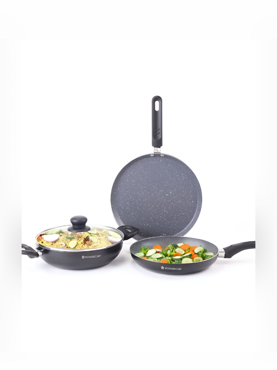 Grey Induction Base Aluminium Cookware Set of