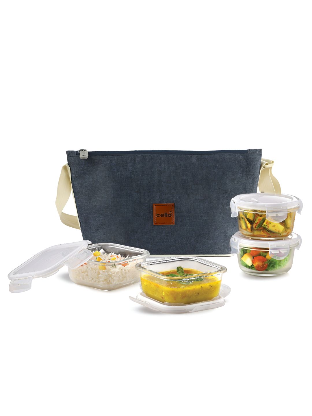 Transparent Set Of 4 Glass Microwave Safe Lunch Box