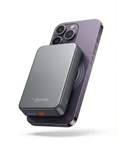 Nextech 10000mAh MagSafe Wireless Power Bank, 15W Wireless Charging for iPhone 16/15/14/13/12, 22.5W Fast Charging, USB-C & USB-A Output, Compact Mini Power Bank for iPhone & Android