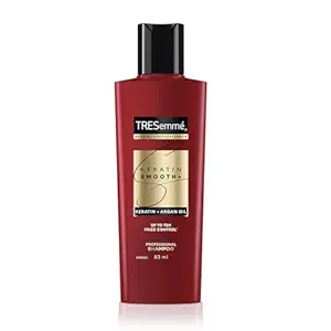 TRESemme Keratin Smooth+ Shampoo 83ml With Keratin Protein and Argan Oil | Salon-Like Smooth Hair | Up To 72H Frizz Control