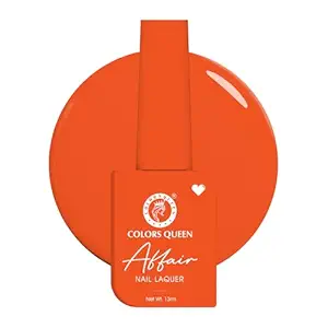 Colors Queen Affair Nail Polish - 06 - Tangy Sun Set, 13ml | Rich Pigmentation, Quick Drying, Long Lasting Nail Paint | Chip Resistant, No Harmful Chemicals, Semi Matte Nail Polish for Women