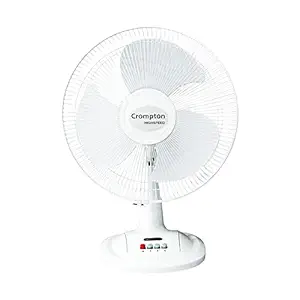 Crompton HISPEED Gale Classic 400 mm Table Fan | Superior Air Delivery | Smooth Oscillation | Easy neck tilt mechanism |2 Year Warranty | KD White
