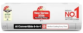 LG 1.5 Ton 3 Star, New star rated, Smart Inverter Split AC (Copper, AI Convertible 6-in-1, Faster Cooling & Energy Saving, Diet Mode+, HD Filter with Anti-Virus Protection,Him Clean, AS-Q18JNXE,White)