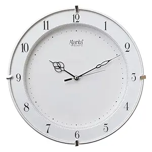 Ajanta Plastic Step Movement Round Wall Clock (White, 25.7 X 25.7 X 3.6 Cm) - Analog