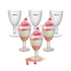 Treo by Milton Astoria Goblet 300 ml I Tall Dessert Bowls with Wide Mouth for Easy scooping Ideal for Serving Sundaes ice Cream or Layered Desserts I for cafes, Parties, or Treats at Home I Set of 6