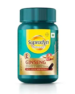 Supradyn Naturals Ginseng Multivitamin Tablet for Men - From India's No.1 Brand | Ginseng & Grapeseed Extract | 12 Vitamins, Zinc, Magnesium | Energy, Immunity, Stamina, Mental Focus | 30 Tablets | Veg
