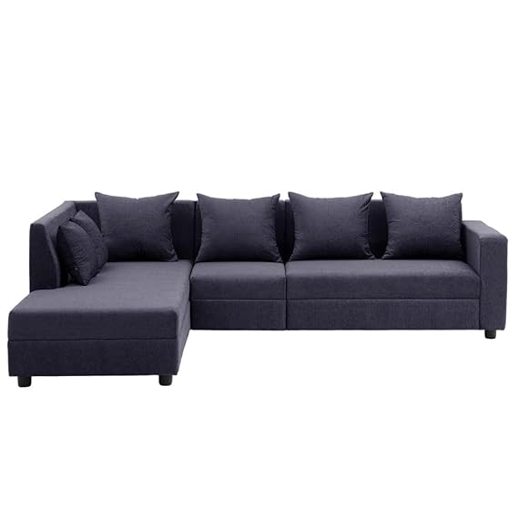 Wakefit Sofa Set | 1 Year Warranty |3 Seater Sofa for Living Room, Wooden Sofa Set, 3 Seater + Left Aligned - Skiver(JIO : Purple Grey)
