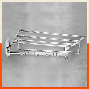 Aquila by Bathla - Dorado Stainless Steel Towel Rack/Holder/Stand for Home | Wall Mountable & Foldable | Corrosion Resistant Chrome Finish (Large - 24 inches)