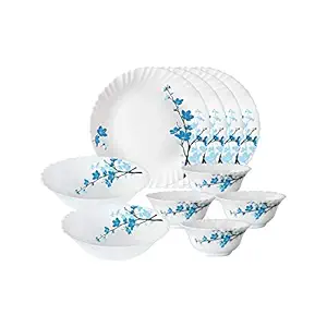Larah by BOROSIL Fluted Series Mimosa Opalware Dinner Set | 10 Piece for Family of 4 | Microwave & Dishwasher Safe | Bone-Ash Free | Crockery Set for Dining & Gifting | Plates & Bowls | White