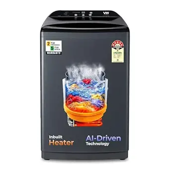 VW V10 HeatPro 10 Kg 5 Star Fully-Automatic Top Loading Washing Machine with In-built Heater (Black)