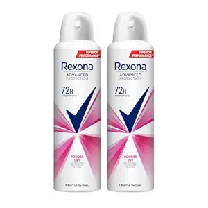 Rexona Advanced Protection Powder Dry | 0% Alcohol | 72H +MotionSense | For Women | 200 ML (Pack of 2)