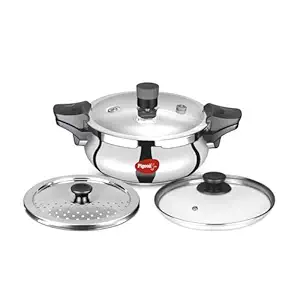 Pigeon All in One Super Cooker Stainless Steel 3 L Induction Bottom Pressure Cooker (Stainless Steel)
