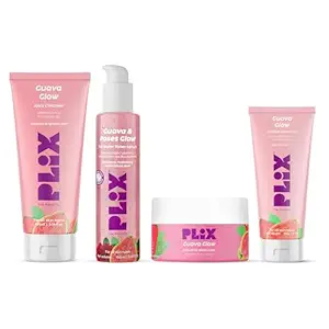 The Plant Fix Plix Guava & Roses Regime for Bright Skin & Balanced Skin pH|Hydrating Cleanser|2-in-1 Toner Serum|Smoothie Moisturizer|Invisible Sunscreen Gel With SPF 50+ PA +++|For Unisex|Pack of 4