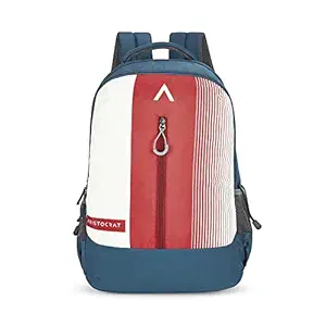 Aristocrat Apex Casual 4 Compartment Backpack 34L With Rain Cover, With Quick Access Front Pocket, Bottle Holder with Loop & Stationery Pouch | Red | Apex