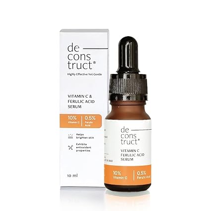 Deconstruct 10% Vitamin C Serum for Oily Skin| Clinically Tested to be Non-Irritating| Beginner-Friendly| Brightens Dull Skin, Evens Tone| No Purging| With 0.5% Ferulic Acid| For Men and Women| 10ml
