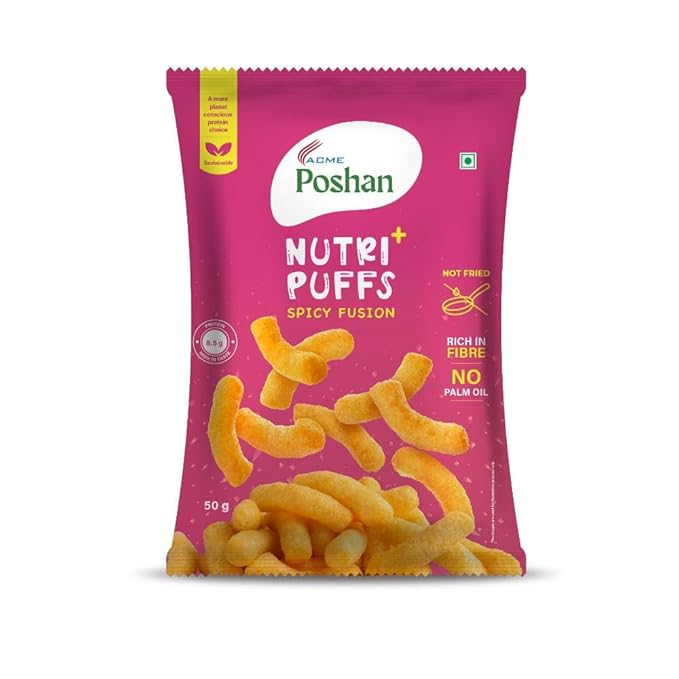 Acme Poshan Nutri+ Protein Puffs Spicy Fusion | Healthy Snack | High Protein & Fiber