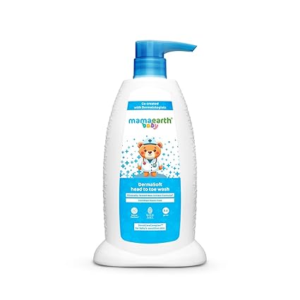 Mamaearth Baby DermaSoft Head to Toe Wash with SensiCareComplex™ for Baby's Sensitive Skin - 250 ml | Co-created with Dermatologists for Newborns | Enriched with SensiCareComplexTM for Baby's Sensitive Skin | Safe and Non-irritant formula*