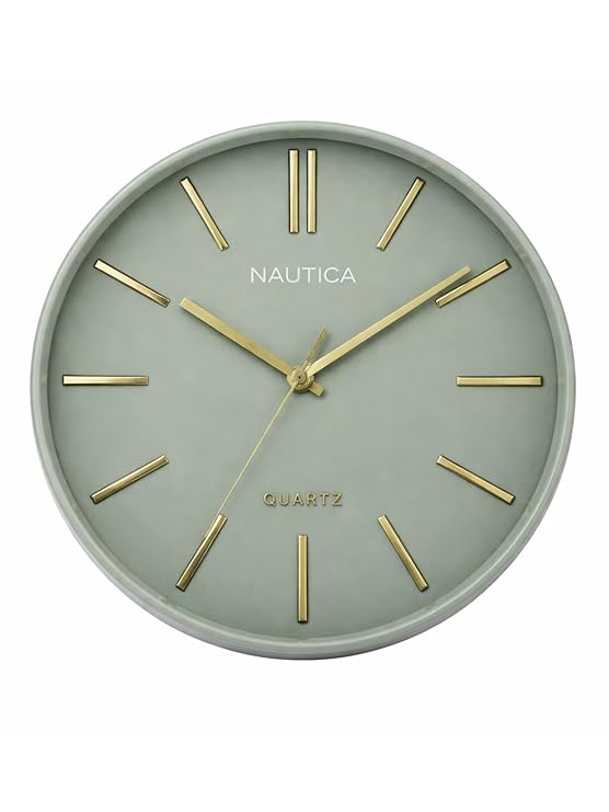 Nautica Luxury Finish Modern Wall Clock with Silent Non-Ticking Quartz Sweep Movement