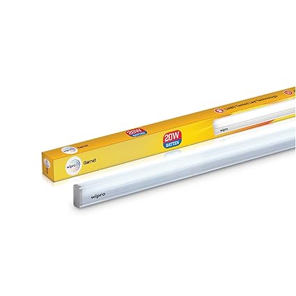 wipro Polycarbonate Garnet 20W LED Batten For Living Room & Bedroom | Bright & Energy Efficient Tubelight For Home | Cool Day Light (6500K) With 2000 Lumen|4Feet, Pack Of 1