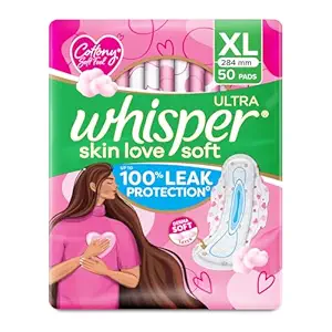 Whisper Ultra Skin Love Soft Sanitary Pads for Women, XL 50 Pads