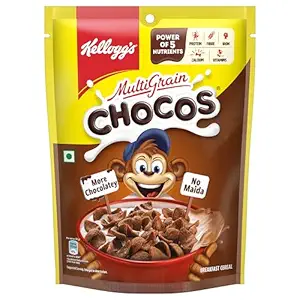 Kellogg's Multigrain Chocos, 250G | Multigrain Energy, More Chocolatey | No-Maida | Power of 5 Nutrients Protein, Fibre, Iron, Calcium, Vitamins | Kids Breakfast Cereal