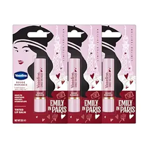 Vaseline Rouge Romance Emily in Paris Limited Edition Red Tinted Lip Balm Stick 3g (Pack of 3)