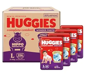 Huggies Complete Comfort Wonder Pants | Pant Style Baby Diapers Large (9-14 Kgs)