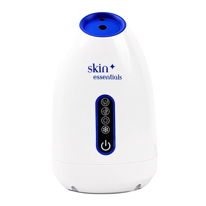 Nano Ionic Facial Steamer by Skin Essentials - 4 Steam Settings : Hot, Cold, Warm & Skin Beauty Steam - LED Display, Blackhead Remover, Deep Pore Cleansing, Hydrating Glow, Anti-Aging Skincare - Home Spa for All Skin Types -1-Year Warranty.