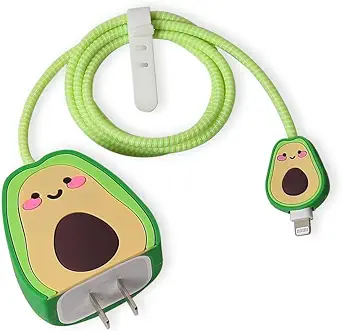INEFABLE Charger Case Cover Protector with 3D Cute Pattern for iPhone Charger only 18W & 20W, Data Charging Cable Wire Saver Protective Cable Cover Full Protection - Set Of 1 (Green loki)