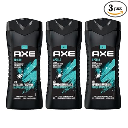 AXE Apollo 3-in-1 Body, Face & Hair Wash | Fresh Sage & Cedarwood Scent | 12H Refreshing Fragrance | Combo of 3| 400 ml Each