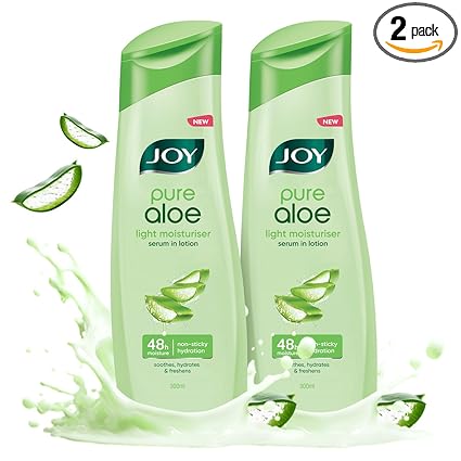 Joy Pure Aloe Light Moisturising Body Lotion 300ml x 2 | 48 Hour Moisture