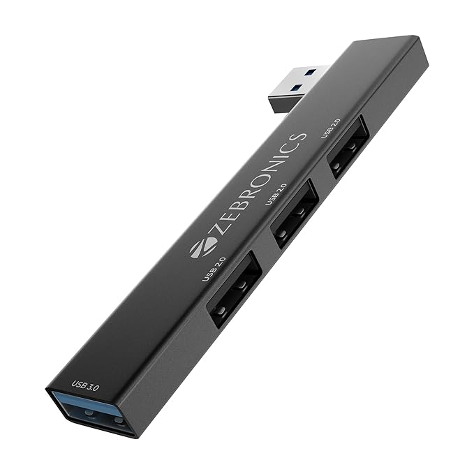 ZEBRONICS 210HB, 4 in 1 USB Hub, USB 3.0 for Laptops