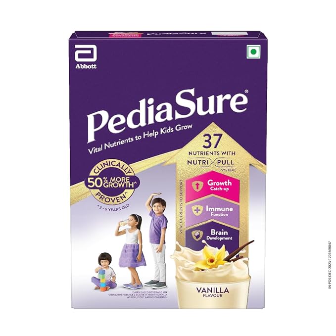 Pediasure Nutritional Drink Powder, Vanilla, Scientifically Designed Nutrition for Supporting Kids Growth 375 gm