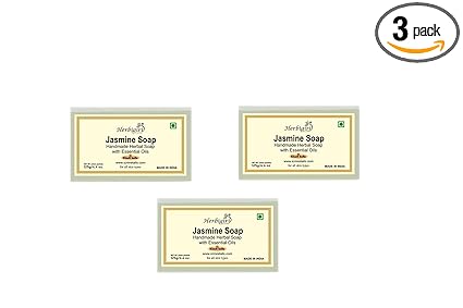 Herbigiri Herbal Pure Jasmine Soap | Fragrant Herbal Bathing Soap for Gentle Cleansing & Fresh Skin Feel | Suitable for All Skin Types | 125g Each (Pack of 3) | Total 375g