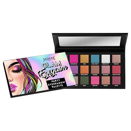 Jaquline USA Glam Eyegasm Party Eyeshadow palette | Intense Color | Water Resistant | Long-Lasting | Party Look | 18 Different Shades | Easily Blendable