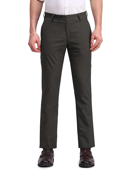 Arrow Textured Tapered Fit Formal Trousers for Men - Full Length Formal Pants for Men Office Wear