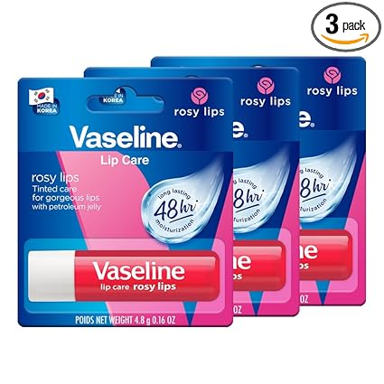 Vaseline Lip Care Rosy Lips Tinted Lip Balm Stick 4.8g (Pack of 3)