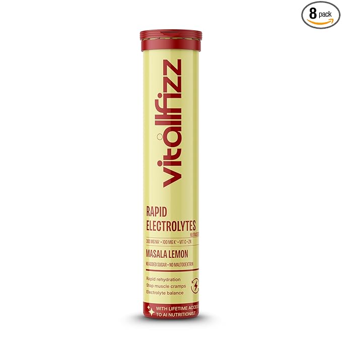 Electrolyte Effervescent Tablets | Lemon Masala Flavour Hydration Tablets | Fizzy Drink Tablets for Daily Use | Pack of 1